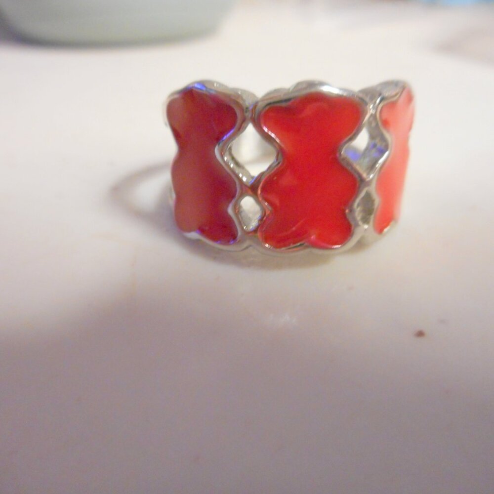 kid's - ring it’s 3 bears- red and silver, SZ 6